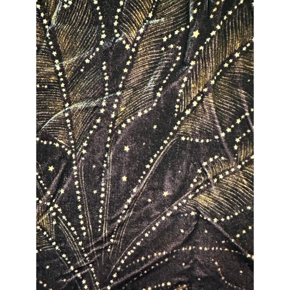 Farm Rio Anthropologie Velvet Wide Leg Pants Sz XS Black Gold Sparkle Designer - Picture 9 of 16